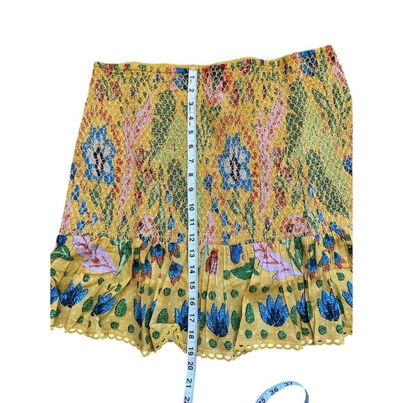 FARM RIO Summer Garden Dream Yellow Multi Floral Ruffled Mini Skirt XL, NWT - Picture 7 of 11